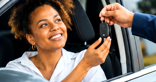 Cliente recebendo a chave do seu carro